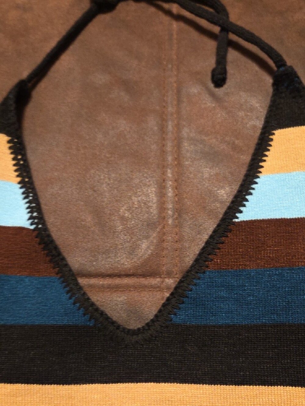 JUNIORS Striped V-Neck Knit Tank in Light Blue, Teal, Brown & Tan - Picture 4 of 7